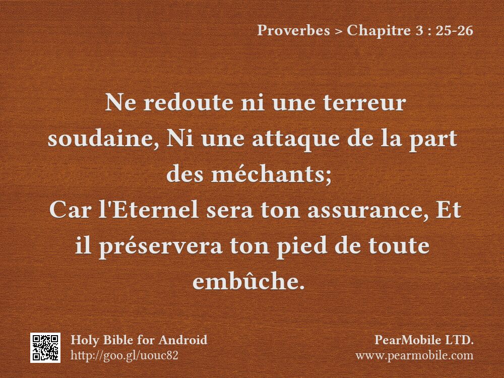 Proverbes, Chapitre 3:25-26